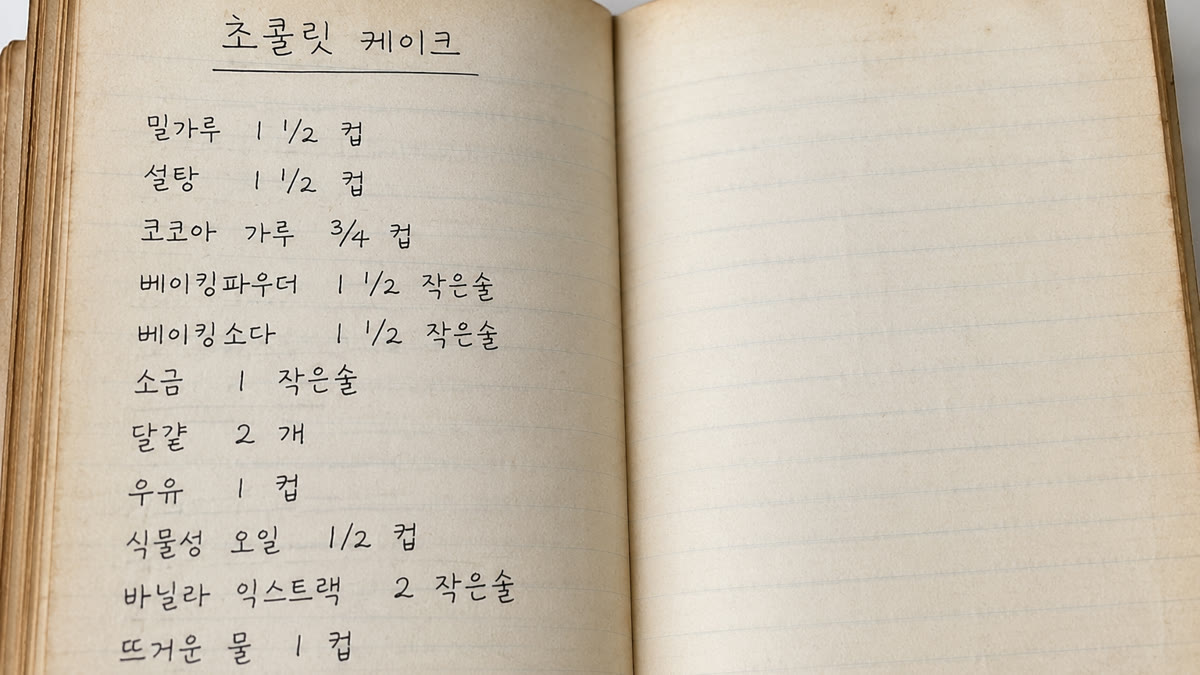 낡은 노트에 손글씨로 적힌 레시피 — 사진으로 어떤 레시피든 저장